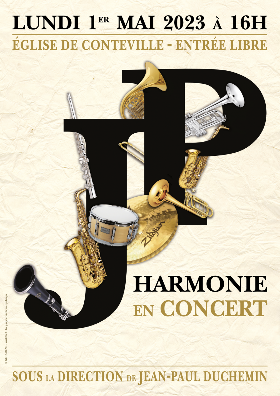 Affiche Concert JP Harmonie Conteville (27) 1er mai 2023
