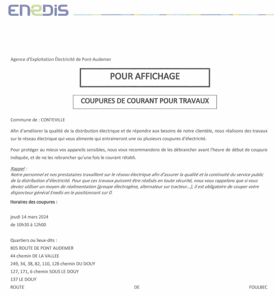 Coupure d'électricité