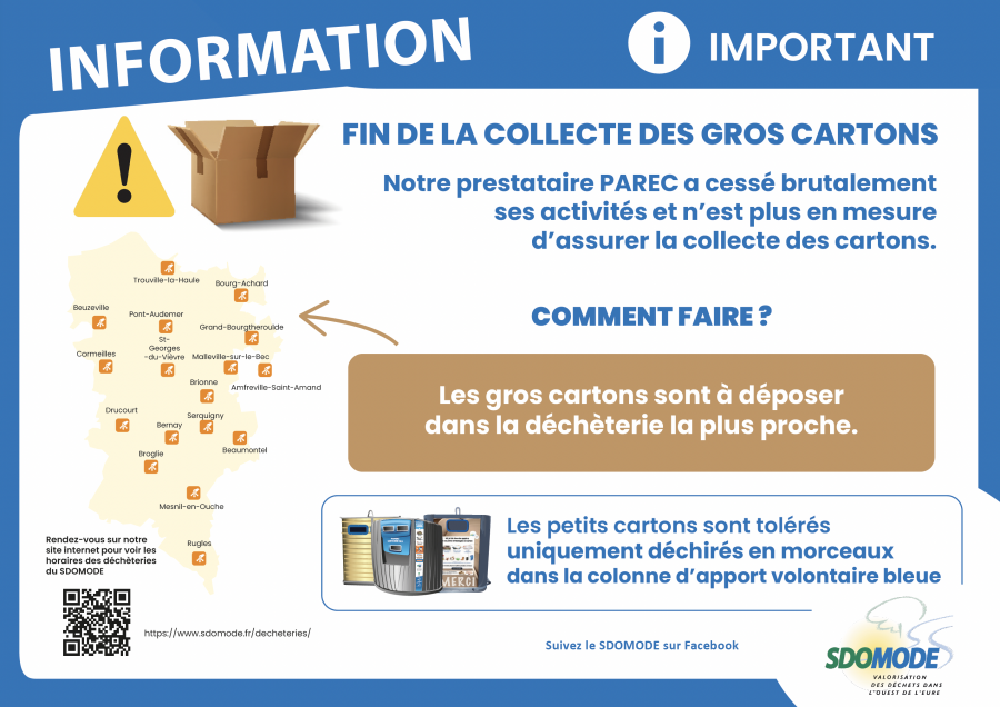 Fin de la collecte des gros cartons au point d'apport volontaire