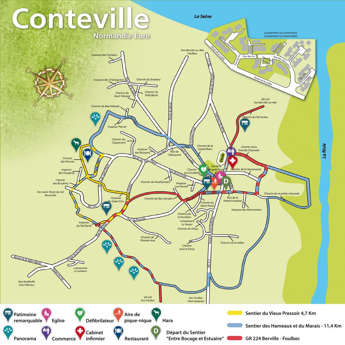 Plan de randonnées sur Conteville